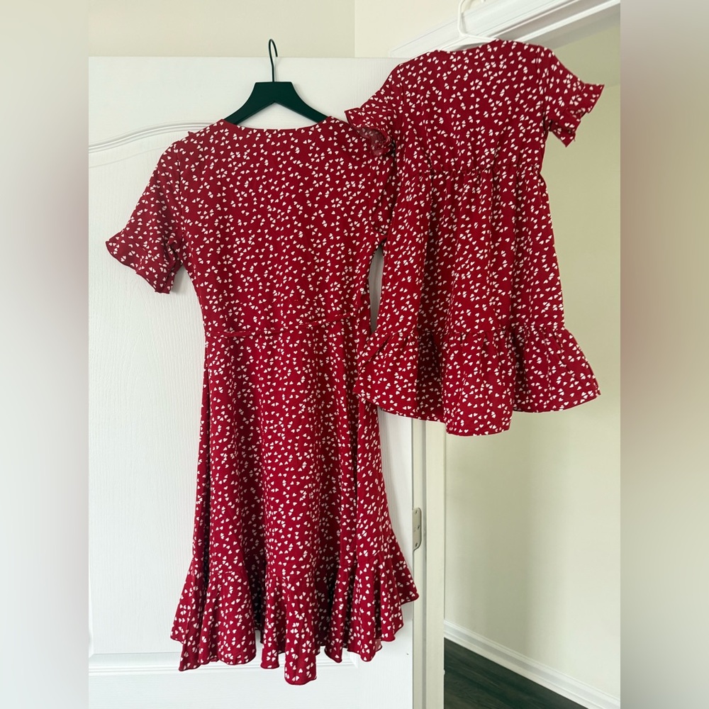 NWT - Pat Pat - Mommy and Me Red Dress with White Hearts - Size Small - Picture 7 of 16